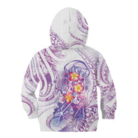 Lavender Polynesian Jellyfish Kid Hoodie Watercolor Glows - Polynesian Pride