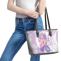 Lavender Polynesian Jellyfish Leather Tote Bag Watercolor Glows LT7 - Polynesian Pride