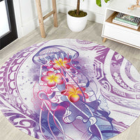 Lavender Polynesian Jellyfish Round Carpet Watercolor Glows LT7 Lavender - Polynesian Pride