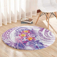Lavender Polynesian Jellyfish Round Carpet Watercolor Glows LT7 - Polynesian Pride