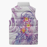 Lavender Polynesian Jellyfish Sleeveless Puffer Jacket Watercolor Glows - Polynesian Pride