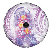 Lavender Polynesian Jellyfish Spare Tire Cover Watercolor Glows LT7 - Polynesian Pride