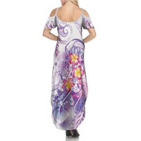 Lavender Polynesian Jellyfish Summer Maxi Dress Watercolor Glows - Polynesian Pride