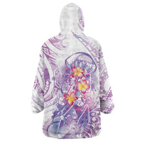 Lavender Polynesian Jellyfish Wearable Blanket Hoodie Watercolor Glows LT7 - Polynesian Pride