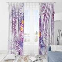 Lavender Polynesian Jellyfish Window Curtain Watercolor Glows - Polynesian Pride