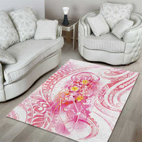 Rose Pink Polynesian Jellyfish Area Rug Watercolor Glows - Polynesian Pride