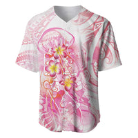 Rose Pink Polynesian Jellyfish Baseball Jersey Watercolor Glows - Polynesian Pride
