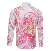 Rose Pink Polynesian Jellyfish Family Matching Mermaid Dress and Hawaiian Shirt Watercolor Glows - Polynesian Pride