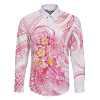 Rose Pink Polynesian Jellyfish Family Matching Short Sleeve Bodycon Dress and Hawaiian Shirt Watercolor Glows - Polynesian Pride
