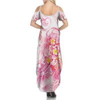 Rose Pink Polynesian Jellyfish Family Matching Summer Maxi Dress and Hawaiian Shirt Watercolor Glows - Polynesian Pride