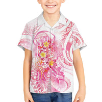 Rose Pink Polynesian Jellyfish Kid Hawaiian Shirt Watercolor Glows LT7 Kid Rose Pink - Polynesian Pride