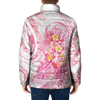Rose Pink Polynesian Jellyfish Padded Jacket Watercolor Glows - Polynesian Pride