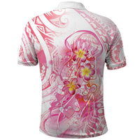 Rose Pink Polynesian Jellyfish Polo Shirt Watercolor Glows - Polynesian Pride