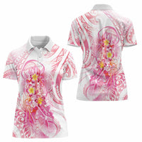 Rose Pink Polynesian Jellyfish Women Polo Shirt Watercolor Glows - Polynesian Pride
