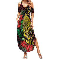 Vanuatu Meri Krismas Family Matching Summer Maxi Dress and Hawaiian Shirt Conch Shell Tribal Art