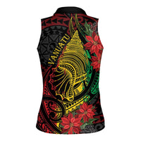 Vanuatu Meri Krismas Women Sleeveless Polo Shirt Conch Shell Tribal Art