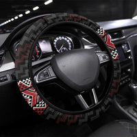 Taniko Aotearoa Steering Wheel Cover Poutama Mix Piwakawaka LT7 Universal Fit Red - Polynesian Pride