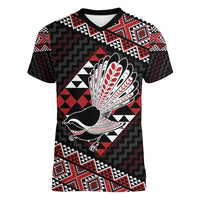 Taniko Aotearoa Women V-Neck T-Shirt Poutama Mix Piwakawaka