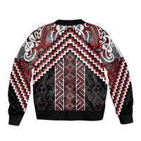 Maori Tukutuku Taniko Motifs Bomber Jacket Red Poutama Mix Kowhaiwhai LT7 - Polynesian Pride