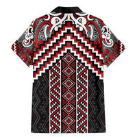 Maori Tukutuku Taniko Motifs Family Matching Mermaid Dress and Hawaiian Shirt Red Poutama Mix Kowhaiwhai
