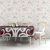 Maori Tukutuku Taniko Motifs Tablecloth Red Poutama Mix Kowhaiwhai