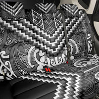 Maori Tukutuku Taniko Motifs Back Car Seat Cover Black Poutama Mix Kowhaiwhai