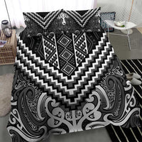 Maori Tukutuku Taniko Motifs Bedding Set Black Poutama Mix Kowhaiwhai