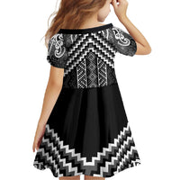 Maori Tukutuku Taniko Motifs Family Matching Tank Maxi Dress and Hawaiian Shirt Black Poutama Mix Kowhaiwhai LT7 - Polynesian Pride