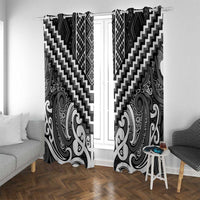 Maori Tukutuku Taniko Motifs Window Curtain Black Poutama Mix Kowhaiwhai