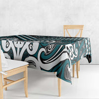 Maori Tukutuku Taniko Motifs Tablecloth Teal Poutama Mix Kowhaiwhai