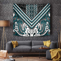 Maori Tukutuku Taniko Motifs Tapestry Teal Poutama Mix Kowhaiwhai