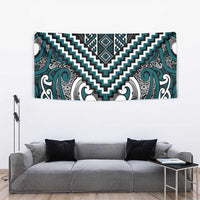 Maori Tukutuku Taniko Motifs Tapestry Teal Poutama Mix Kowhaiwhai