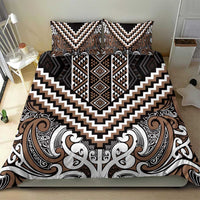 Maori Tukutuku Taniko Motifs Bedding Set Brown Poutama Mix Kowhaiwhai