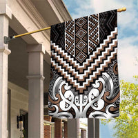 Maori Tukutuku Taniko Motifs Garden Flag Brown Poutama Mix Kowhaiwhai