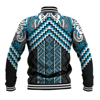 Maori Tukutuku Taniko Motifs Baseball Jacket Turquoise Poutama Mix Kowhaiwhai LT7 - Polynesian Pride
