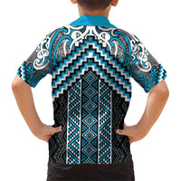 Maori Tukutuku Taniko Motifs Hawaiian Shirt Turquoise Poutama Mix Kowhaiwhai