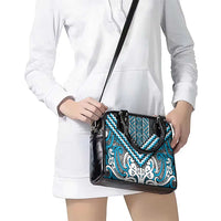 Maori Tukutuku Taniko Motifs Shoulder Handbag Turquoise Poutama Mix Kowhaiwhai