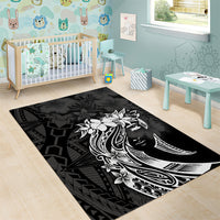 Polynesian Women's Day Area Rug Plumeria Passion - Black LT7 - Polynesian Pride
