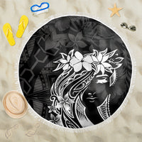 Polynesian Women's Day Beach Blanket Plumeria Passion - Black LT7 One Size 150cm Black - Polynesian Pride
