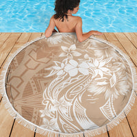 Polynesian Women's Day Beach Blanket Plumeria Passion - Beige LT7 - Polynesian Pride