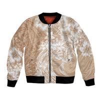 Polynesian Women's Day Bomber Jacket Plumeria Passion - Beige LT7 Unisex Beige - Polynesian Pride