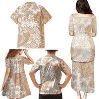 Polynesian Women's Day Family Matching Puletasi and Hawaiian Shirt Plumeria Passion - Beige LT7 - Polynesian Pride