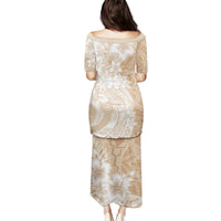 Polynesian Women's Day Family Matching Puletasi and Hawaiian Shirt Plumeria Passion - Beige LT7 - Polynesian Pride