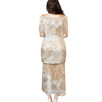 Polynesian Women's Day Puletasi Plumeria Passion - Beige LT7 - Polynesian Pride
