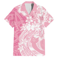 Polynesian Women's Day Family Matching Off Shoulder Long Sleeve Dress and Hawaiian Shirt Plumeria Passion - Pink LT7 Dad's Shirt - Short Sleeve Pink - Polynesian Pride