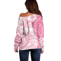 Polynesian Women's Day Off Shoulder Sweater Plumeria Passion - Pink LT7 - Polynesian Pride