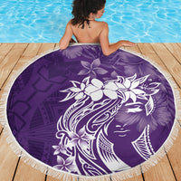 Polynesian Women's Day Beach Blanket Plumeria Passion - Purple LT7 - Polynesian Pride