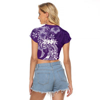 Polynesian Women's Day Raglan Cropped T Shirt Plumeria Passion - Purple LT7 - Polynesian Pride