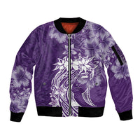 Polynesian Women's Day Sleeve Zip Bomber Jacket Plumeria Passion - Purple LT7 Unisex Purple - Polynesian Pride