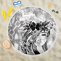 Polynesian Women's Day Beach Blanket Plumeria Passion - White LT7 One Size 150cm White - Polynesian Pride